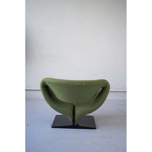 Vintage ribbon-shaped armchair in metal and fabric by Pierre Paulin for Artifort, 1966