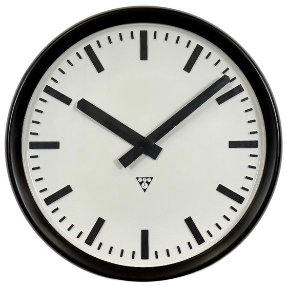 Image 1 of Large Industrial Bakelite Factory Wall Clock from Pragotron, 1960s
