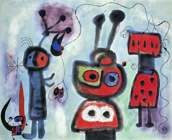 Image 1 of Joan Miró: "L'Oiseau au Regard Calme les Ailes en Flammes, 1952". In der Platte signiert.