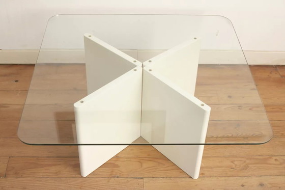 Image 1 of Table Basse Bois Laqué et Dalle de Verre