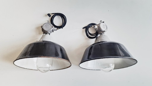 2 lampes industrielles originales - années 1950, design industriel
