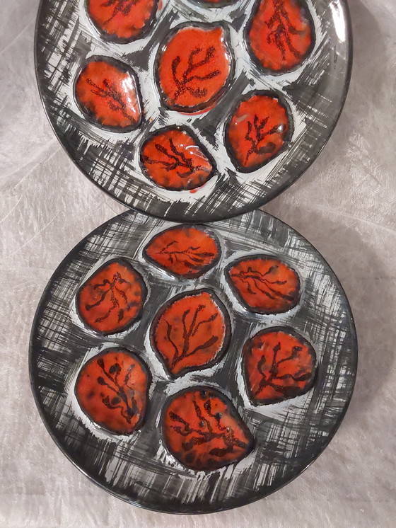 Image 1 of 4 MBFA Faience de Pornic Mid Century Austernteller