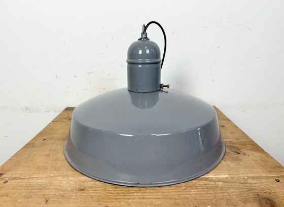 Image 1 of Suspension industrielle en émail gris, années 1960