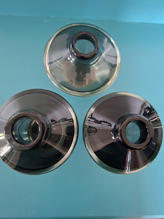 Image 1 of Set of 3 mouth-blown vases - model Gheata - smoke