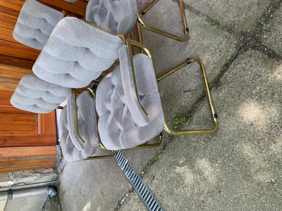 Vintage Italian Dining Chairs in Brass, 1970s, Set of 4, Dining set, Mid Century Modern (photo 10 of 14)