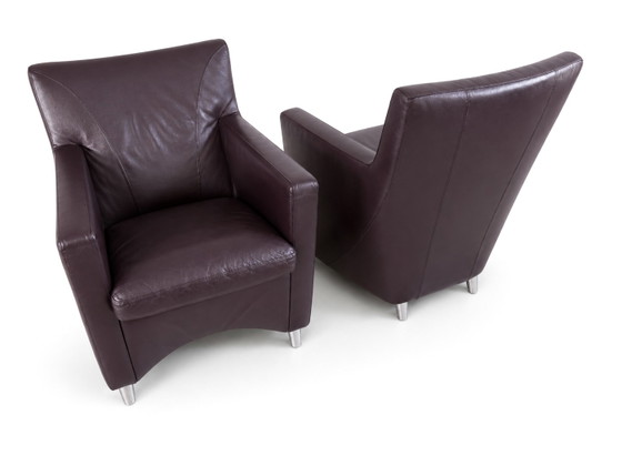 2 fauteuils Leolux Dolcinea en cuir plumeux/violet – Leather, Metal (photo 4 of 8)
