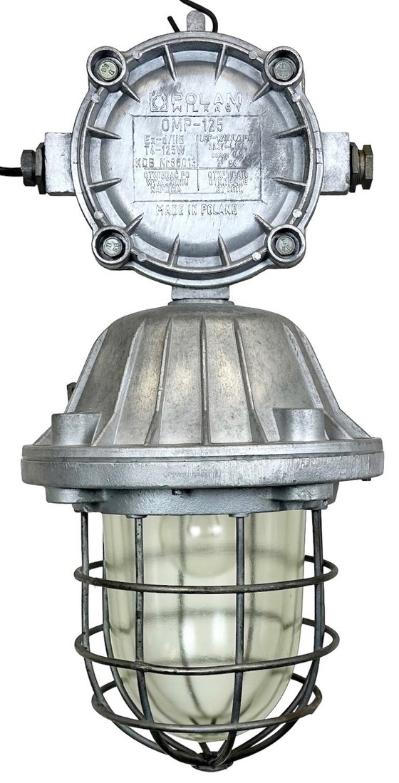 Image 1 of Large Industrial Cast Aluminium Cage Pendant Light, 1970s