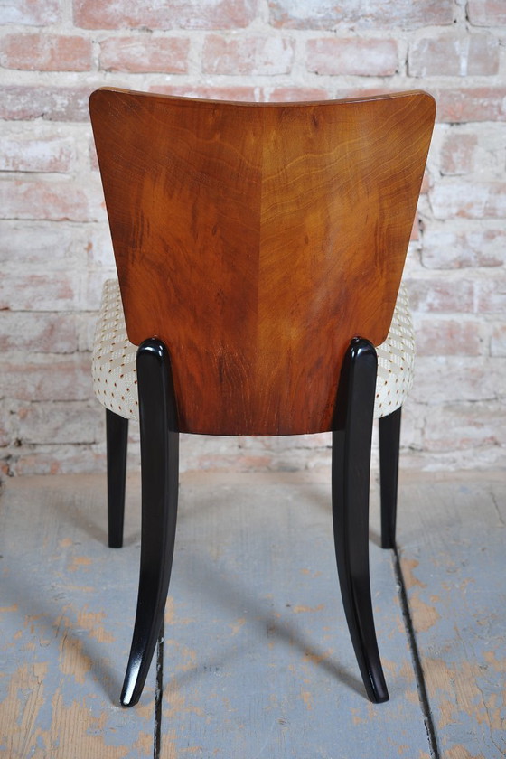 Set van zes gerestaureerde art-deco stoelen, van Halabala, UP Závody, beukenhout, Tsjechië, jaren 1930. (photo 14 of 14)