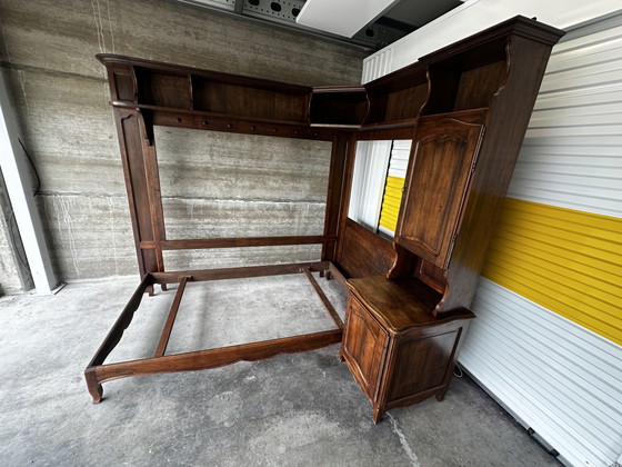 Image 1 of Solid wood library bed - French work from the 1950s