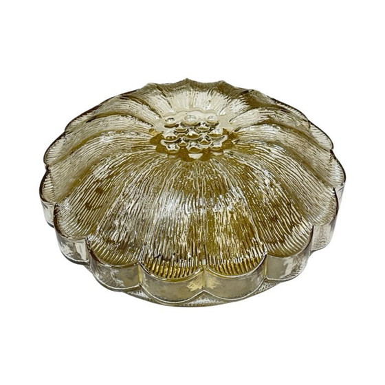 Image 1 of HP Leuchten Amber Flower Plafondlamp van geperst glas, model 65282, Mid-Century, jaren 60/70.
