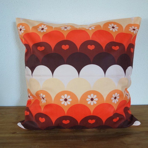 Image 1 of Set di 4 federe per cuscini in stile retrò Flower Power anni Settanta, 45 x 45 cm, imbottitura non inclusa.