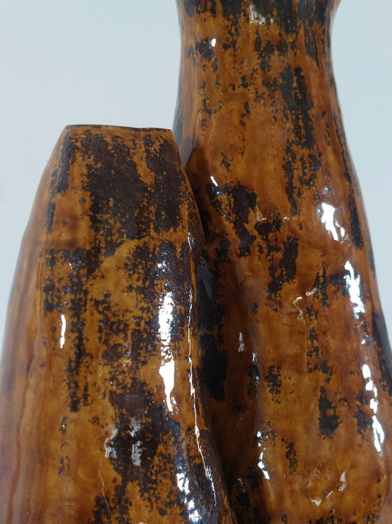 Image 1 of Vintage artist's ceramic twin vase ceramic vase