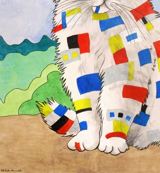 Image 1 of The 'Mondriaan' Cat (hand-painted)