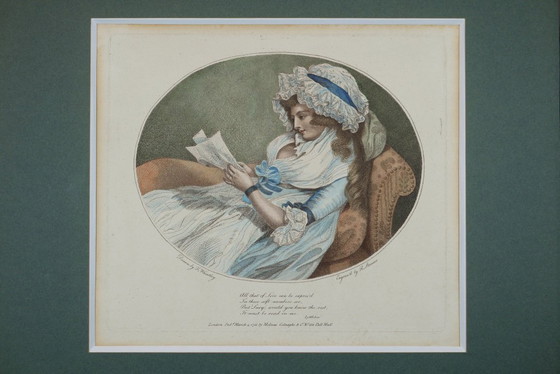 Image 1 of Woman Reading - Antique framed engraving by R. Stanier after Francis Wheatley