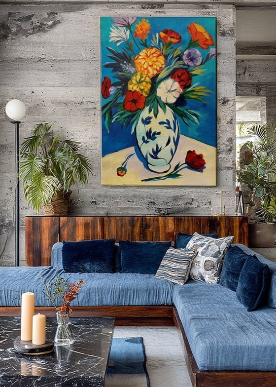 Image 1 of Acrylic painting by the artist E. García "Flores de campo" 100x70 cm