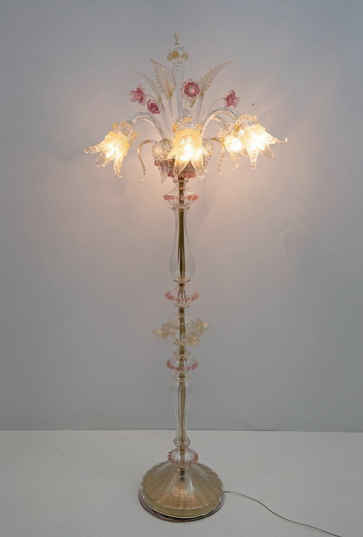 Ca'Rezzonico Blown Murano Glass 6 Arms Floor Lamp, Italy, 1950s