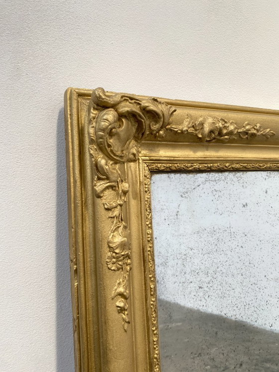 Image 1 of Stuccoed and gilded wooden mirror, 110cm high, 19th century, France