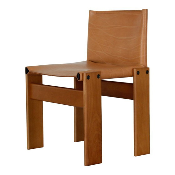 Image 1 of 6x buffalo leather monk chairs by Afra and Tobia Scarpa for Molteni, Italy, 1973