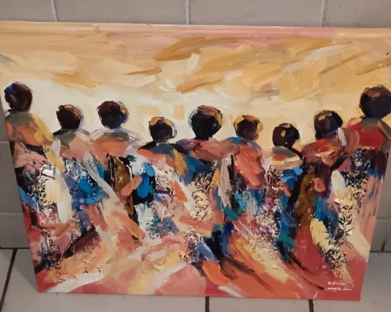 Edison Mugalu "Walking Towards Work" oil painting on canvas – Paintings & Drawings (photo 5 of 6)