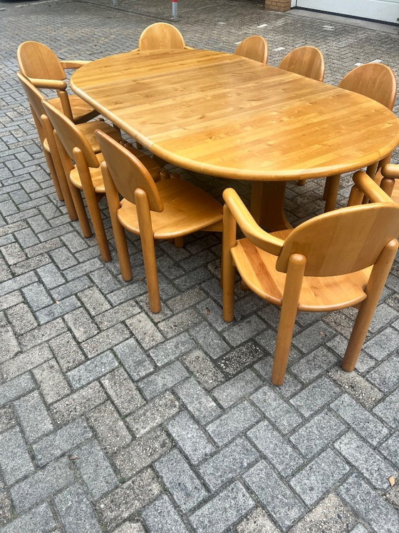 Rainer Daumiller Großes Esszimmer-Set (11 Teile) – Erle massiv – Brutalismus / Skandinavische (photo 3 of 8)