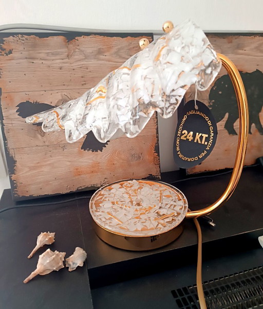 MURANO Par de refinadas lámparas de mesa de cristal artístico de Murano - hechas a mano - fabricadas en Italia / NUEVAS