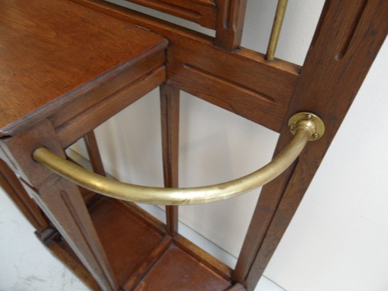 Image 1 of Antique standing coat rack with mirror