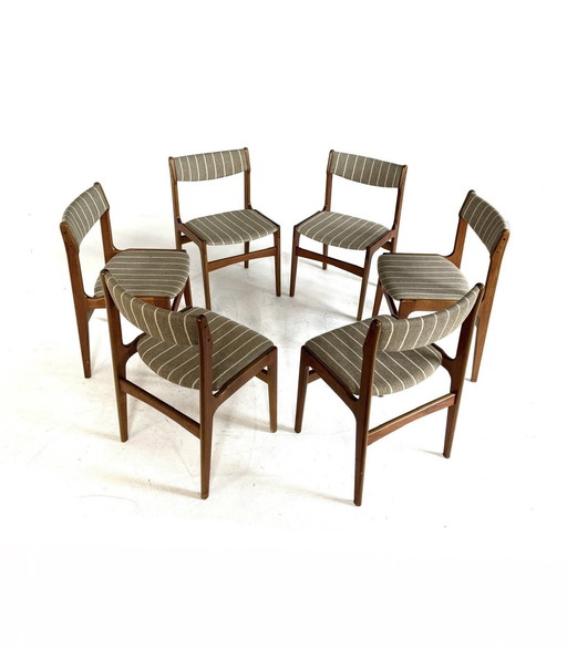 6x vintage eetkamerstoel Erik Buch, OD Møbler ‘60