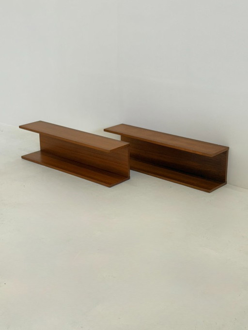 Set of Two Danish Teak Wall Shelves Mid - Century
