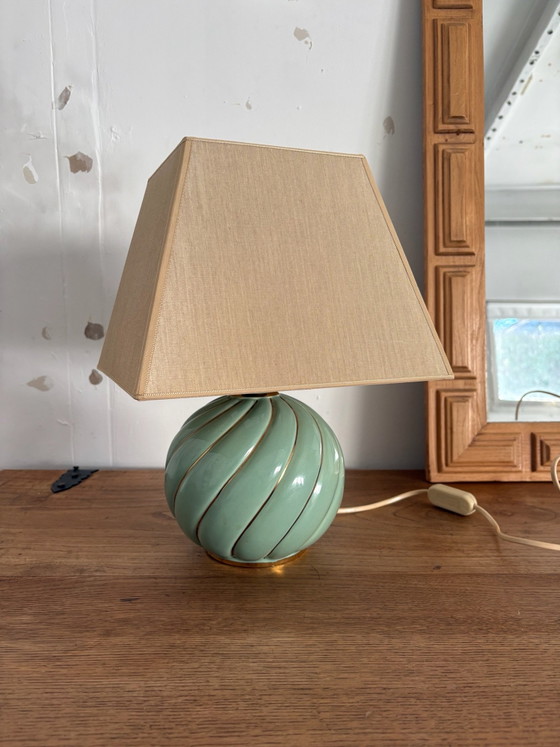 Lampe en céramique vintage avec bel abat-jour chaud, Tomasso barbi, Métal, Beige (photo 3 sur 6)