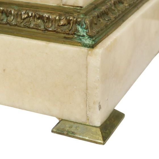 Image 1 of Piédestal de colonne antique en marbre et bronze