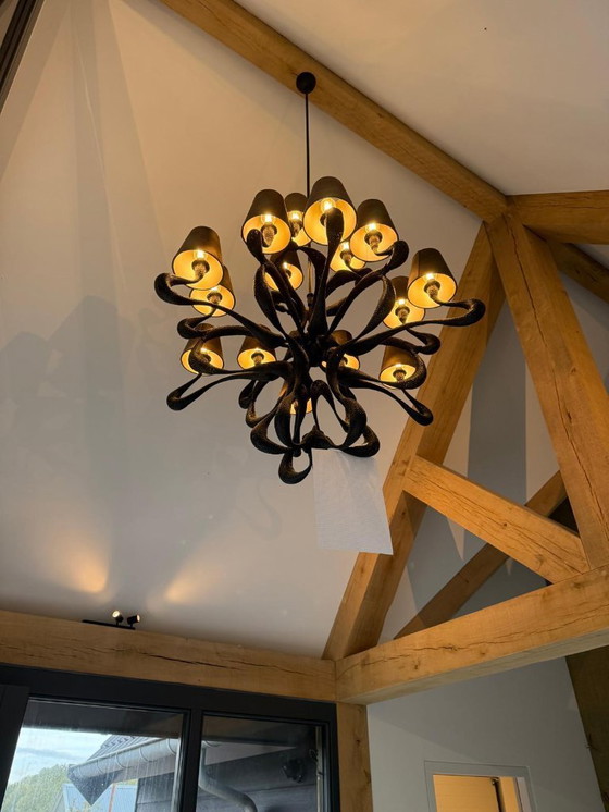 Image 1 of Jacco Maris ODE 1647 15 lumières Ø110cm cuivre noir + abat-jour taupe