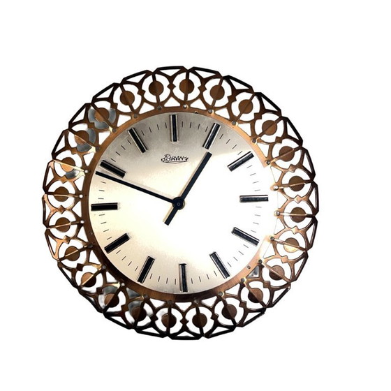 Image 1 of Richter wall clock, brass, openwork, West Germany, 1960s.