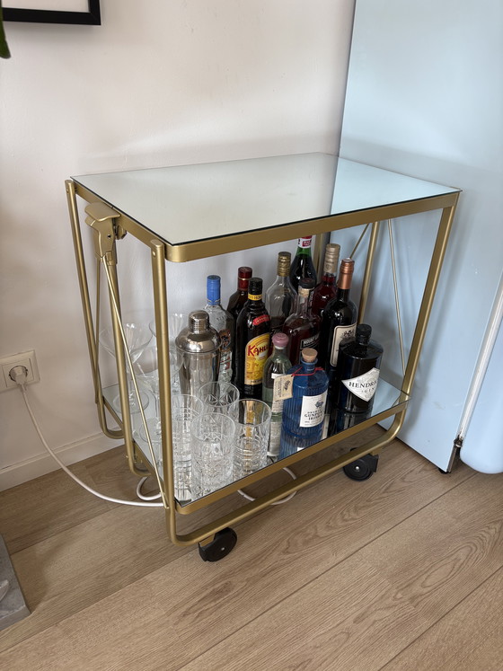 Image 1 of Carrello da tè/bar vintage con vetro a specchio