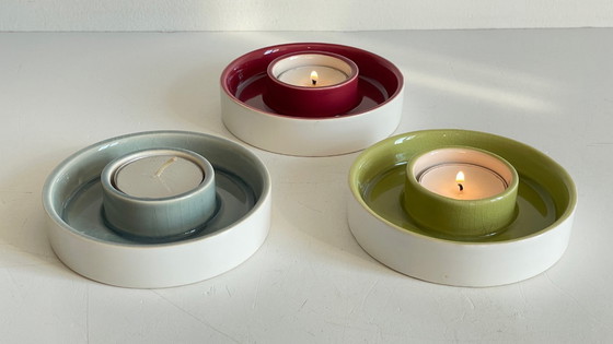 Image 1 of CANDLESTICKS Tealight Holder Crackled Ceramic