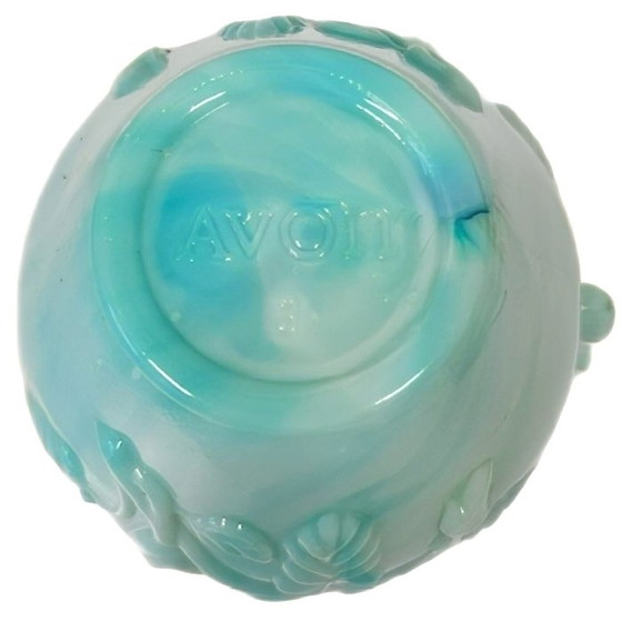 Image 1 of Set da toeletta vintage Avon con brocca e ciotola in vetro opalino blu-verde, anni '70