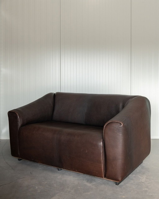 Canapé deux places vintage DS-47 de De Sede, canapé en cuir à encolure épaisse, assise extensible, années 1970