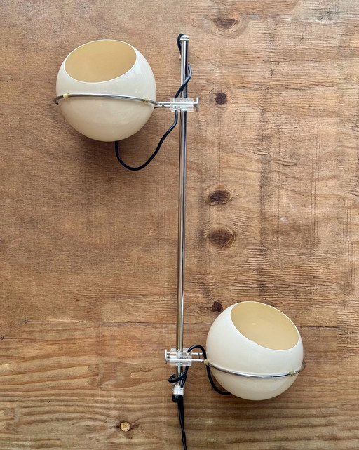 Lampe murale vintage GEPO - Sphères crème ajustables - Design hollandais Mid Century - Luminaires des années 1970