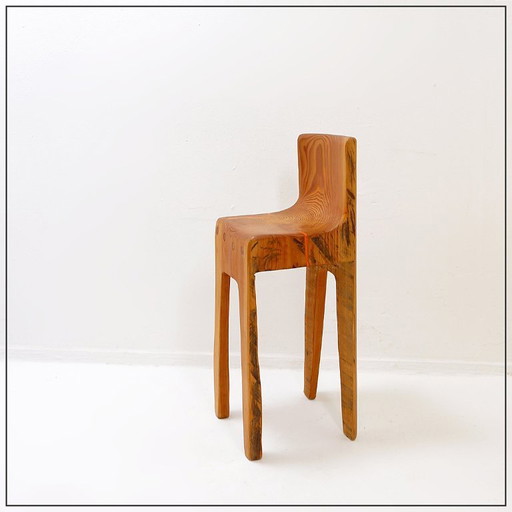 Chaise Haute Sculpturale de Style Brutaliste en Chêne Massif, Inspirée du Wabi-Sabi