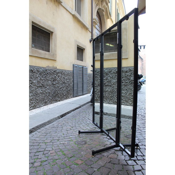 Image 1 of Vintage folding workshop mirror in black lacquered metal, Italy 1970