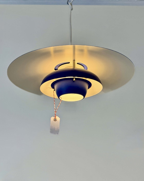 Suspension vintage El-Light Danish Blue Multi-Shade – Années 1970 – Metal (photo 3 of 11)