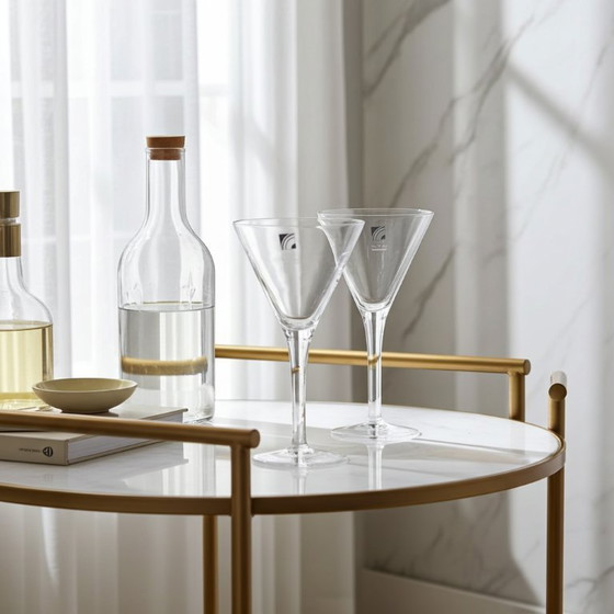 Image 1 of 2 bicchieri da Martini vintage in cristallo soffiato a mano di Luigi Bormioli Tiziano