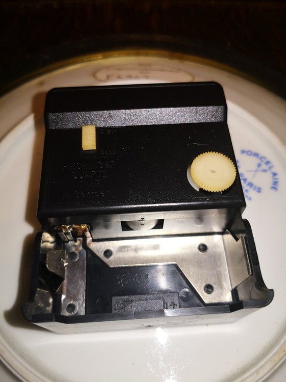 Image 1 of Rare Vintage Retro Wood and Porcelain Clock from Paris / 1970's