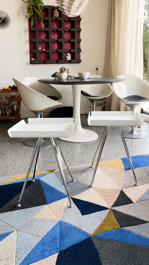 Designer wooden 2 side tables plant table Space Age Pop Art style – bijzettafels, Metal