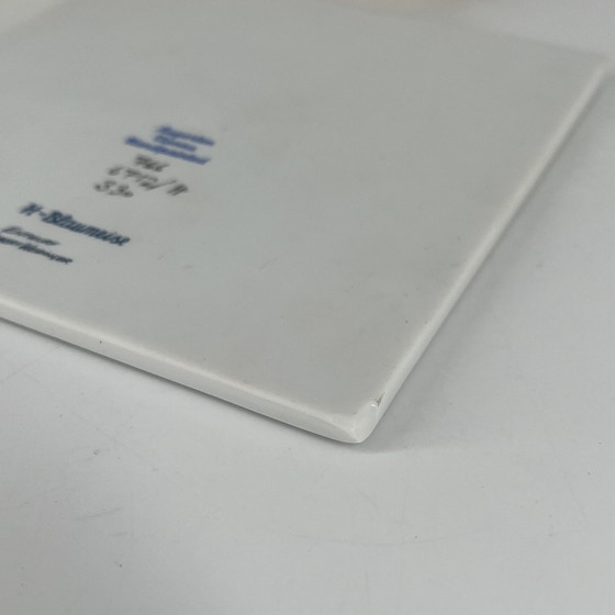 Image 1 of Augarten Vienna Handpainted Porcelain Plaque “Blue Tit” – Hubert Weidinger – 15 x 15 cm