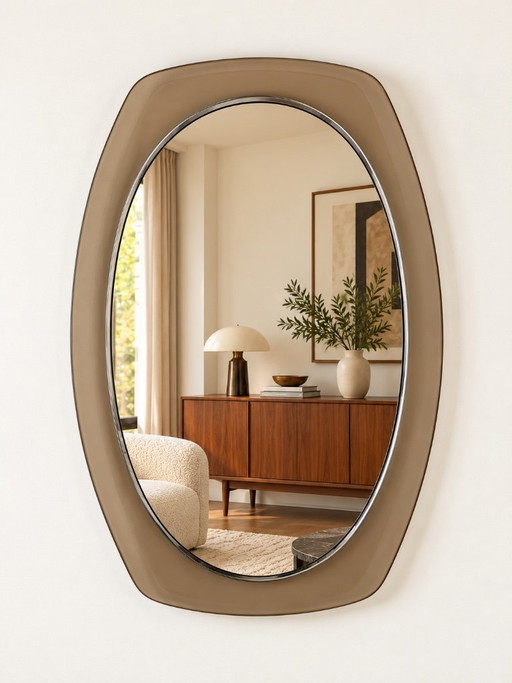 Vintage mirror with smoked glass frame 1970s