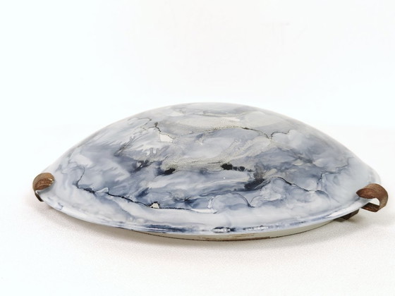 Image 1 of Vintage Glass Sconce / Glass Flush Mount Light / Mid Century Wall or Ceiling Lamp / Retro Round Sconce / Yugoslavia / 1970s