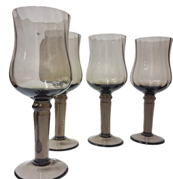 Image 1 of Bicchieri da vino con stelo in stile moderno di metà secolo - Set da 6