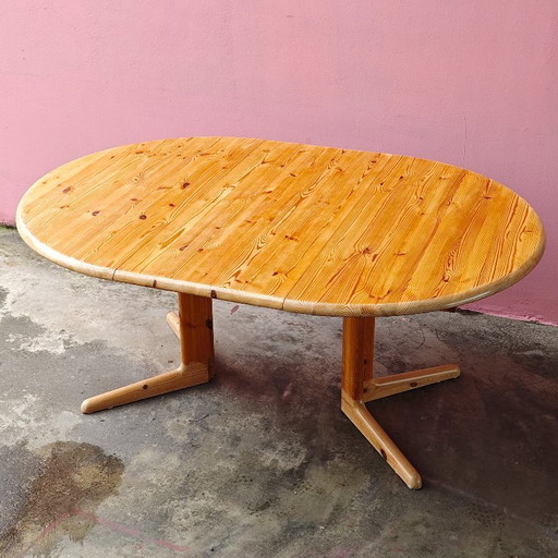 Mesa de comedor de madera, extensible, marrón claro