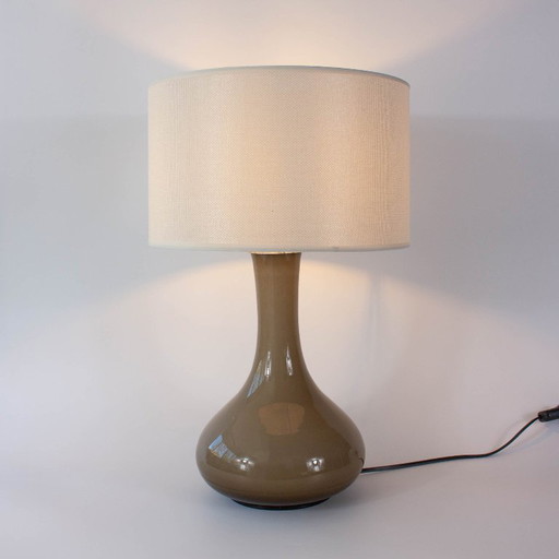Lampe de table vintage portugaise en verre opalin gris des années 1960 – tafellampen, Glass