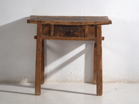 Tavolo antico in legno massello – Tavolino cinese con cassetto – circa 1900 – Console, Rustic (photo 34 of 40)